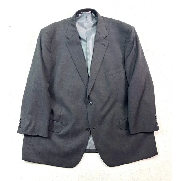Profilo Uomo 48S 45x29 Charcoal 2pc Pant Suit 100% Wool Pleated Two Button